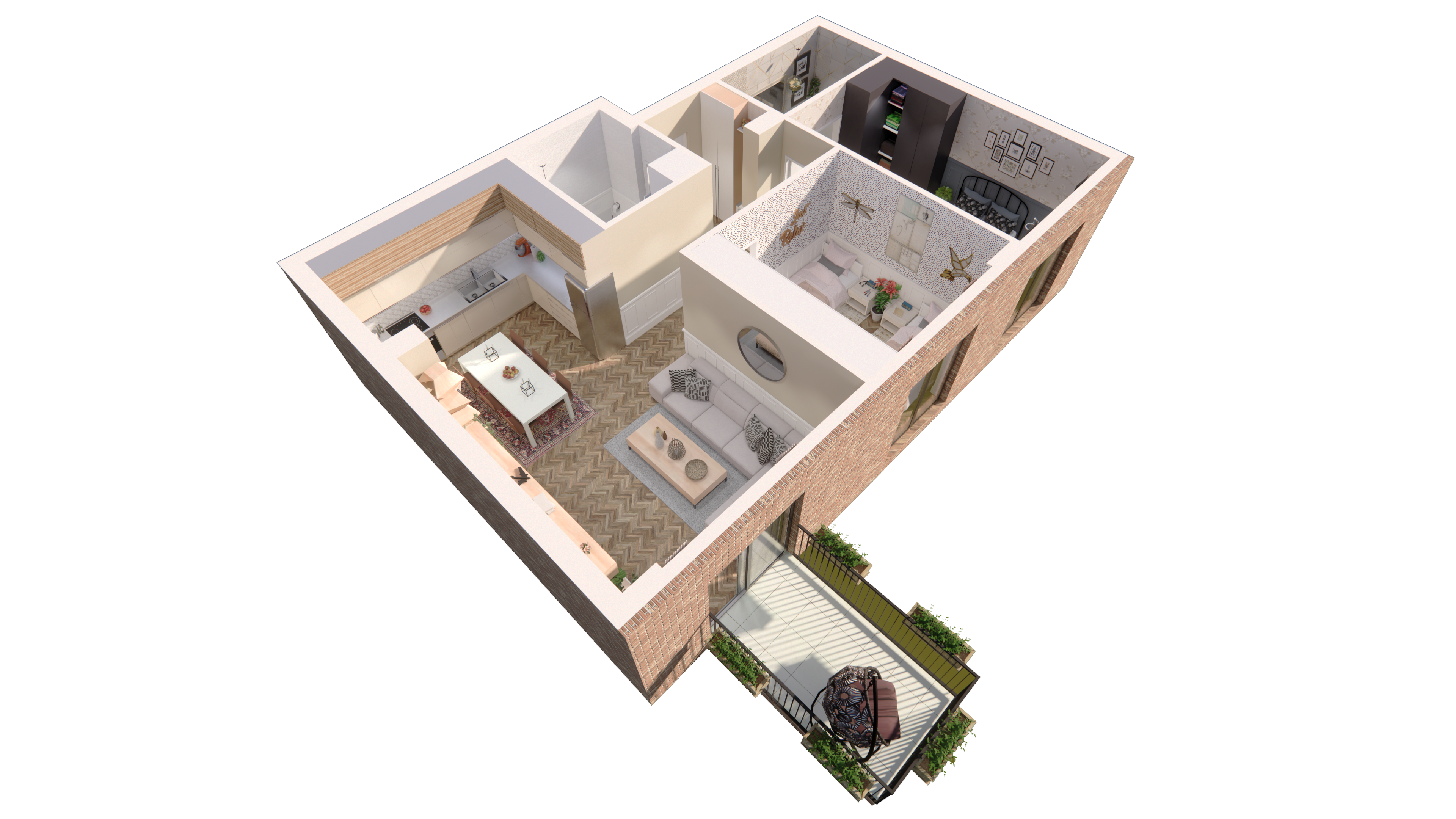 Planimetri 3D Apartament 2+1